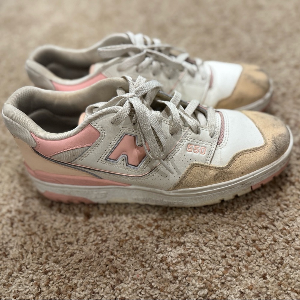 New Balance 550 White and Pink Sneakers 10.5 W